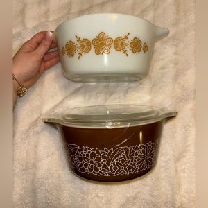 Vintage Pyrex Woodland Pattern Casserole Baking Dishes